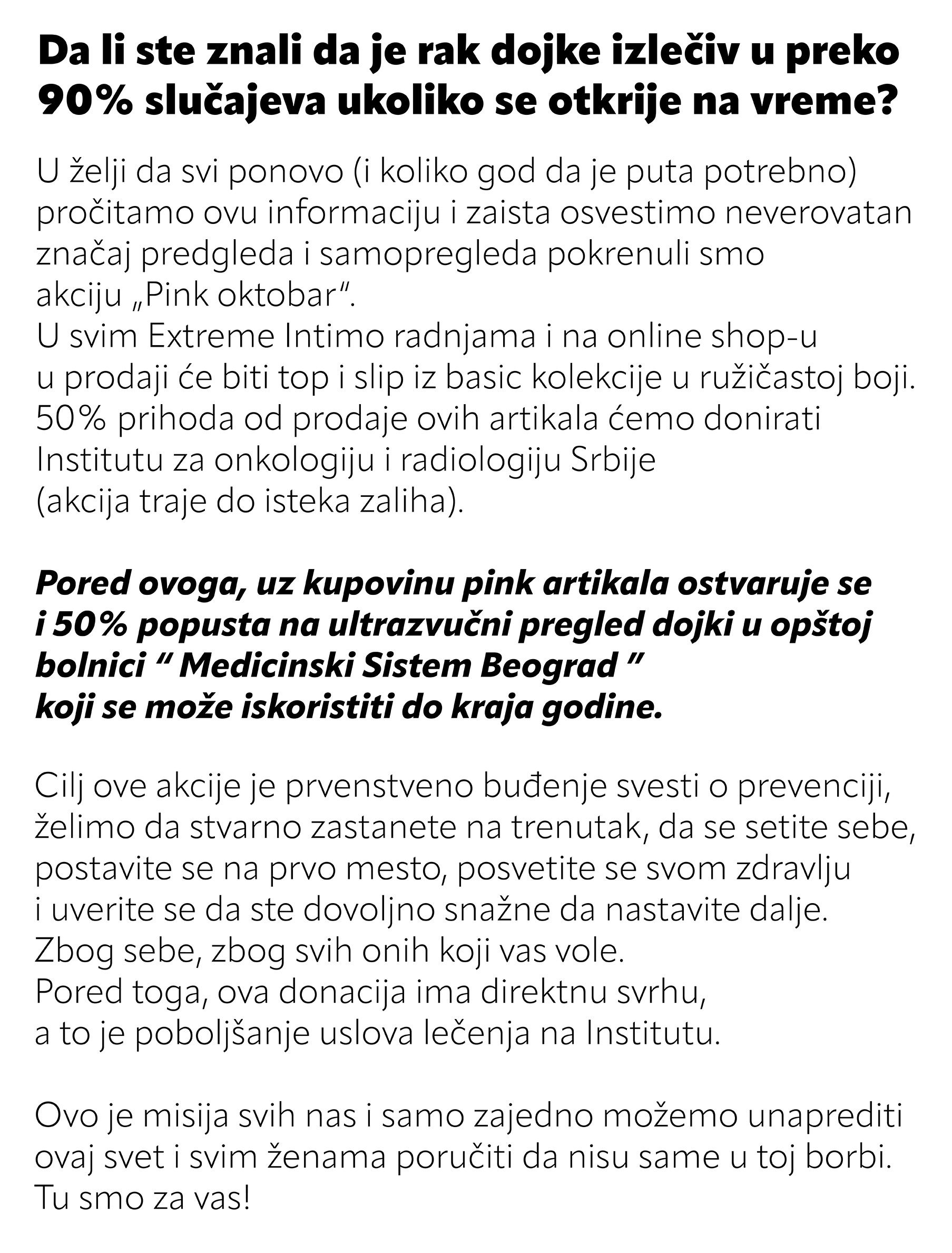 Da li ste znali da je rak dojke izlečiv u 90% slučajeva?