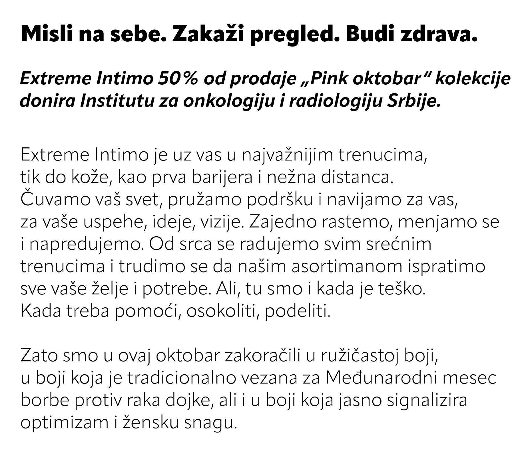 Misli na sebe. Zakaži pregled. Bud zdrava.